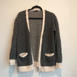 BDG diamond print black cream cardigan